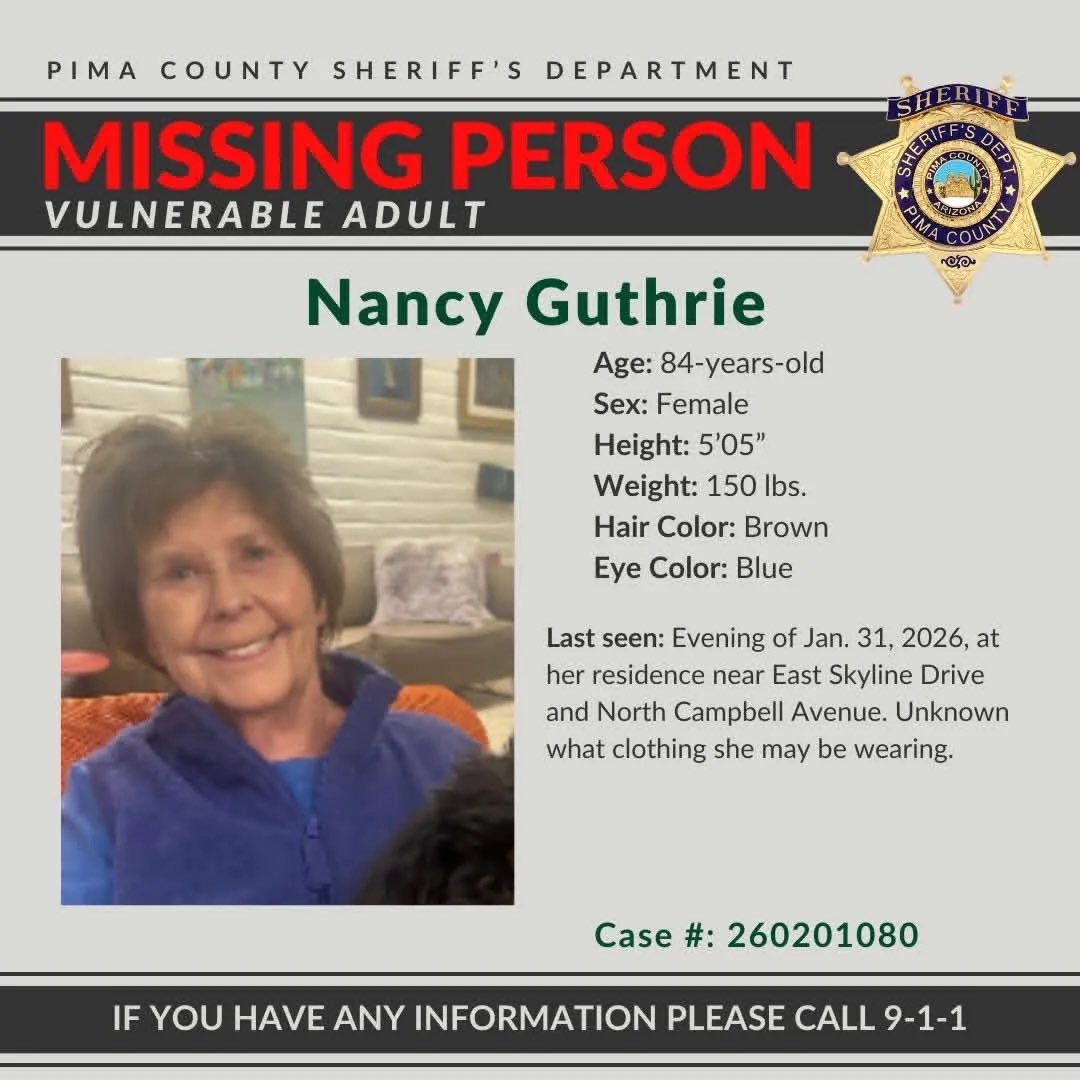Urgent Search Intensifies as FBI and Tucson Authorities Race to Locate Missing 84-Year-Old Nancy Guthrie